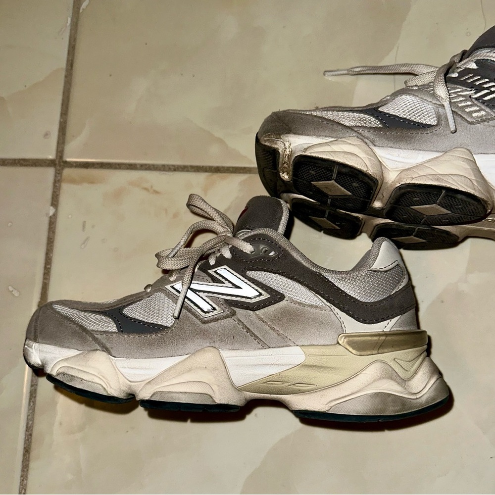 New Balance Gray and Cream Athletic Shoes